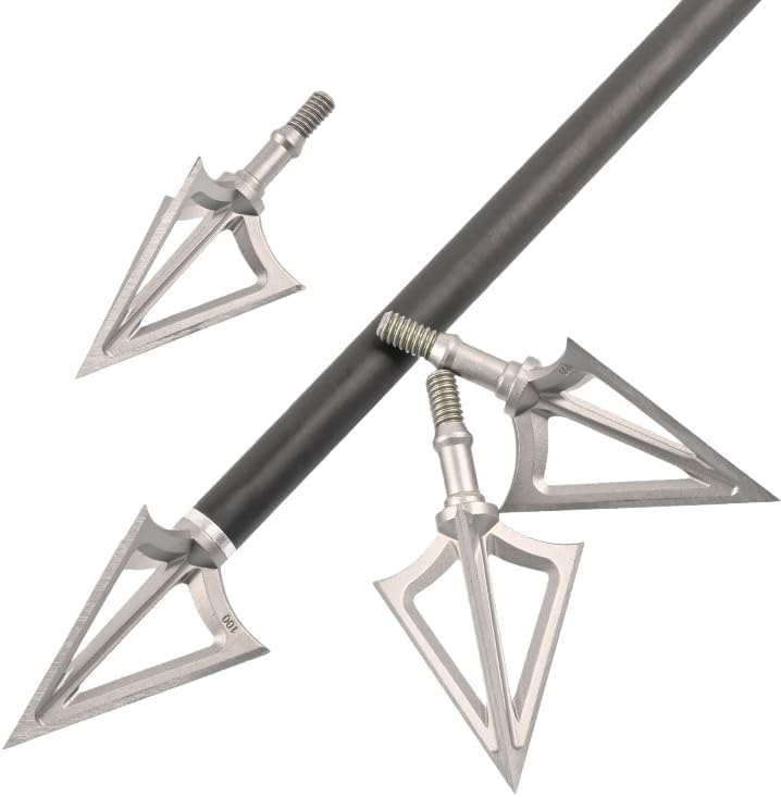 10pcs Hunting Broadheads 100 Grain Stainless Steel 3-Blade Integral Forming Tips