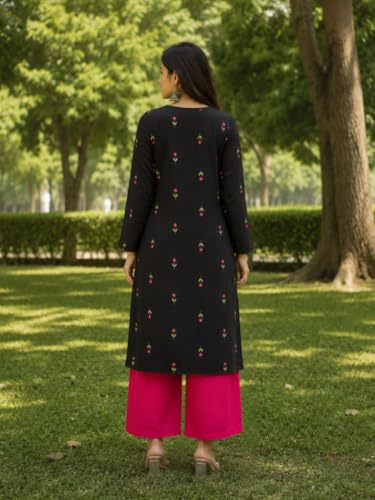 Image of Stylum Women's Rust Ethnic Printed Rayon A-Line Kurta Palazzo Set | Palazzo Kurti Set for Women