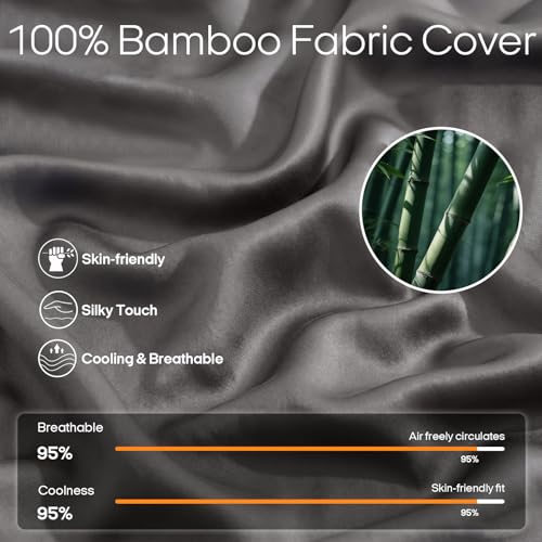 Image of ZonLi Cooling Weighted Blanket Cover, Oeko-texCertified 100% Pure Natural Bamboo Fiber, (Grey, 60'' x 80'') Removable Cooling Duvet Cover for Hot Sleepers, All Season