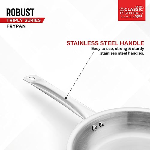 Image of CLASSIC ESSENTIALS Triply Stainless Steel Fry Pan | Frying Pan for Cooking (24cm, 1.7Ltr) Stove & Induction Cookware | Heat Surround Cooking | Easy Grip Handles | Stainless Steel Fry Pan