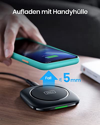 INIU 15W Qi-Certified Fast Wireless Charging Pad with Auto-Adaptive LED