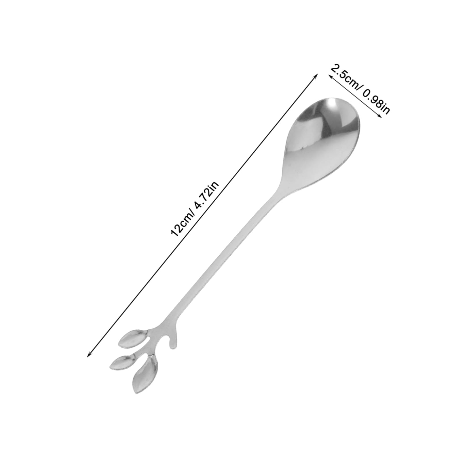 SOLUSTRE 20Pcs Leaf Shaped Stainless Spoons Elegant Long Handle Mixing Utensils for Desserts Iced Teas and Cocktails for Home and Party Use