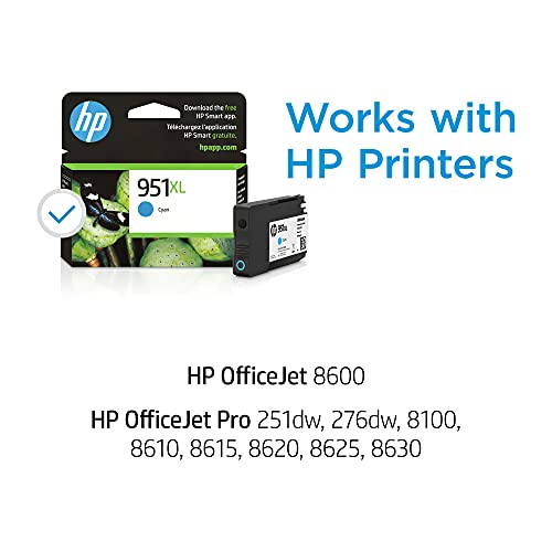 Image of HP 951XL Cyan High-Yield Ink Cartridge | Works with OfficeJet 8600,Pro 251dw,276dw,8100,8610,8620,8630 | Eligible for Instant Ink-| CN046AN,(Pack of 2)