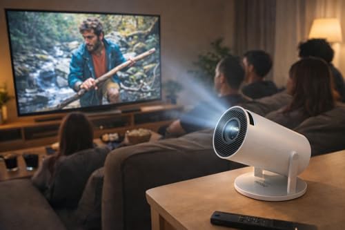 Image of Portable Mini Projector | 720p Resolution Support with 4K Decoding | WiFi 5G & Bluetooth 5.0 | Smart Cinema Projector with Remote | Compatible with TV Stick, Android & iOS
