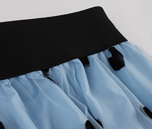 Wellwits Women's Heart Embroidery Mesh High Waist Midi Skirt3