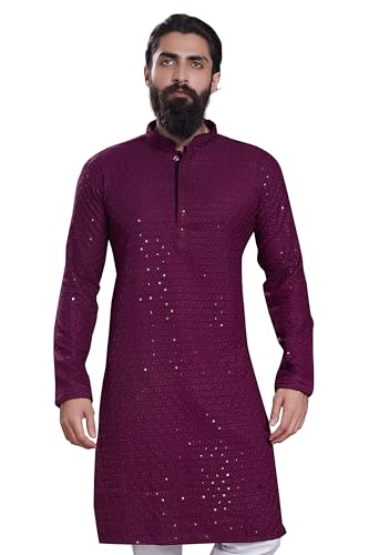 Image of DIVISIVE Men's Sequince Embroidered Cotton Blend Only Slim Fit Kurta