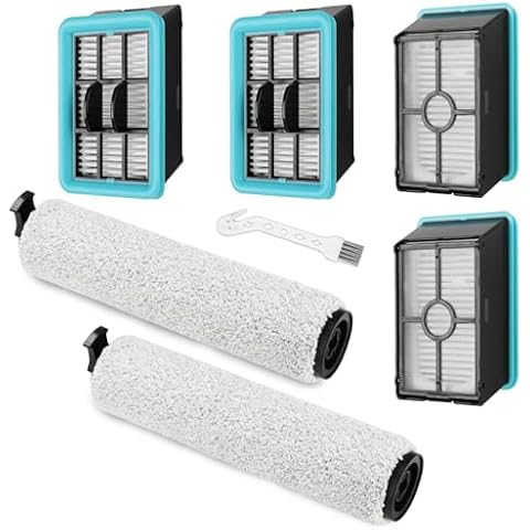 3831 Roller Brush & Filter Replacement Compatible with Bissell Crosswave Hard Floor Expert 3831, HF2 3845N Vacuum, Floor Scrubber Wet Dry Vacuum Accessory Kit 2 Brush Rolls, 4 Filter Parts Cover