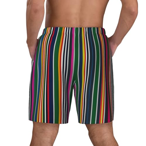 Colorful Stripes Print Men Stylish Functionality Swim Trunks Breathable Beach Shorts Surfing Gym Fishing4