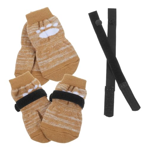FONDOTIN Puppy Socks 4 Pack Dog Protectors Warm Breathable Wear-Resistant Cotton Socks Portable Washable