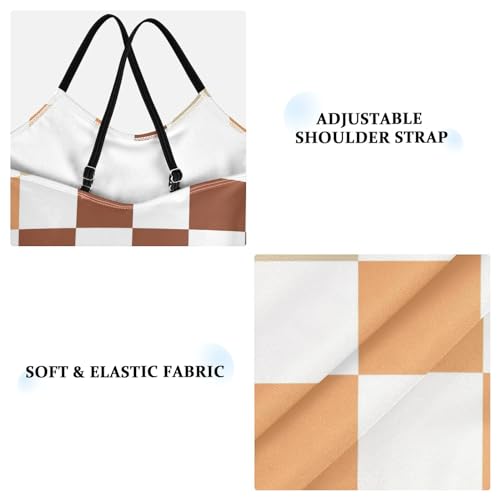 Image of Black and White Chess Girls One Piece Swimsuits Board Marble Tile Sport Halter Swimwear Beach Bathing Suit 3T