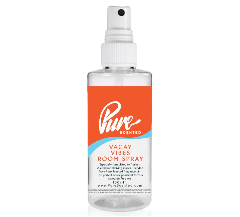 Pure Scented 100ml Room & Fabric Sprays Suitable For Home, Car, Caravan, Work, Gym Bags, Odour Eliminators (1 x 100ml, Vacay Vibes)