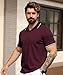 ZITY Mens Polo Shirts Casual Short Sleeve Athletic T-Shirts Classic Contrast Collar Shirt with Pocket Golf Polo Shirt for Men Wine Red