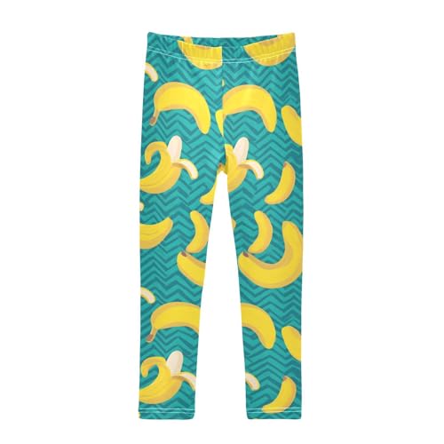 ALAZA Girls' Leggings Children's Yoga Pants Skinny Printed Dance Striped Banana Comfortable 4T