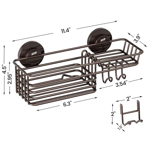 Image of LEVERLOC Shower Caddy Suction Cup, Heavy Duty Bathroom Organizer for Shower