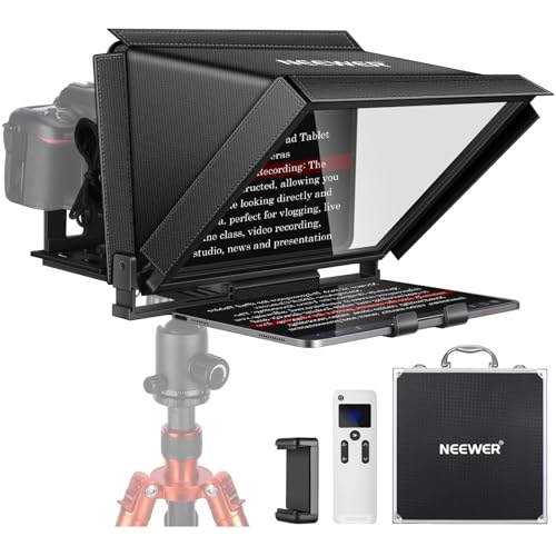 NEEWER X12 14 inch Aluminum Alloy Teleprompter for iPad Tablet Smartphone DSLR Cameras with Remote Control, Carry Case, APP Compatible with iOS/Android for Online Teaching/Vlogger/Live Streaming by NEEWER - Used condition - CA$150.38