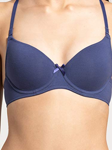 Image of Jockey 1245 Women Under-Wired Padded Super Combed Cotton Elastane Stretch Medium Coverage T-Shirt Bra with Detachable Straps