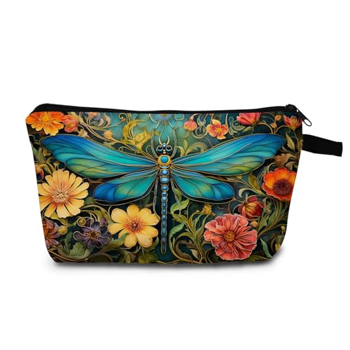 MoCaliduccious Dragonfly Print Women Makeup Bag Outdoor Portable Cosmetic Bag Toiletry Kit Travel Organizer
