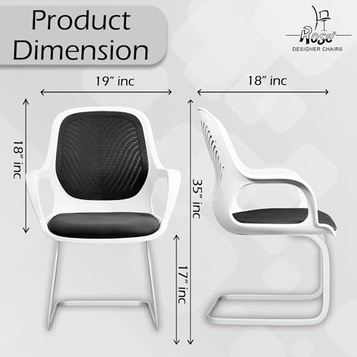 Image of ROSE Zaria | 3 Years Brand Warranty | Ergonomic mesh mid-Back Office Chair, Perfect for Study, Work from Home, revolving, Rolling Computer Desk Chair (White & Black, Visitor)