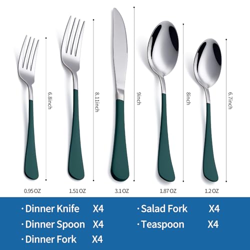 20-Piece-Green-Silverware-Set-180-Stainless-Steel-Flatware-Green-Handle-Cutlery-Set-Service-for-4-Dinner-Knives-Forks-Spoons-Set-Mirror-Finish-Dishwasher-Safe