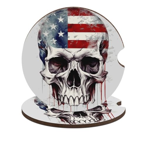 Portavasos para carro con diseño bandera y calavera miniatura 1