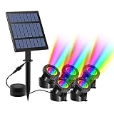 T-SUN Solar Pond Lights, 5 Headlamp RGB LED Spotlights Color Changing Submersible Fountain Lights, U