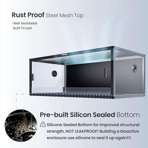 Image of Phailozoo Lightweight 85 Gallon Reptile Enclosure for Snake, Bearded Dragon | Optimal Ventilation & Light Penetration by Rust Proof Mesh Top, Easy Assembly within 6 Steps with Clear Instruction