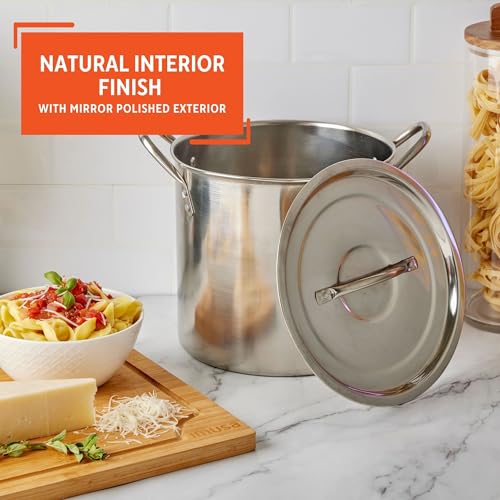 image for IMUSA 16Qt Stainless Steel Stock Pot with Lid, Large Cooking Pot for S