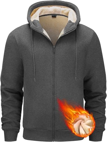 Tansozer Herren Gefütterte Winter Hoodies Sweatjacke Warme Jacken...