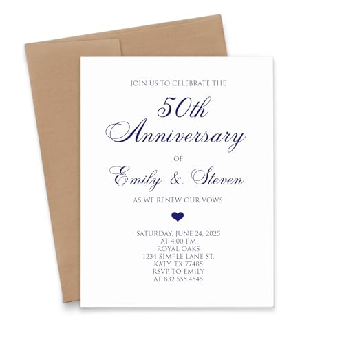25th, 50th, 60th Wedding Anniversary Invitations Customizable, Vow Renewal Invitation