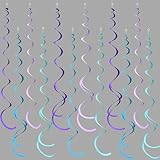36 Pcs Mermaid Hanging Swirl Decorations Teal Purple Felt Swirl Streamer Spiral Ceiling Decorations Garland for Little Mermaid Under The Sea Birthday Wedding Bridal Shower Baby Shower Party Supplies