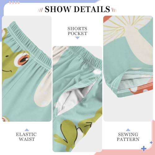 ZZXXB Frog with Mushrooms Boys Long Pants Soft Trousers Elastic Waist Kids Lounge Bottoms with Pockets S-XL4