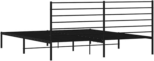Miniatura 7 de vidaXL Marco de cama de metal de acero con cabecera y espacio de almacenamiento adicional, tamaño de cama doble, construcción robusta, color negro