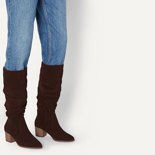 Amazon Essentials Damen Hohe Stiefel Mit Blockabsatz, Dunkles Toffee Braun, 40 EU