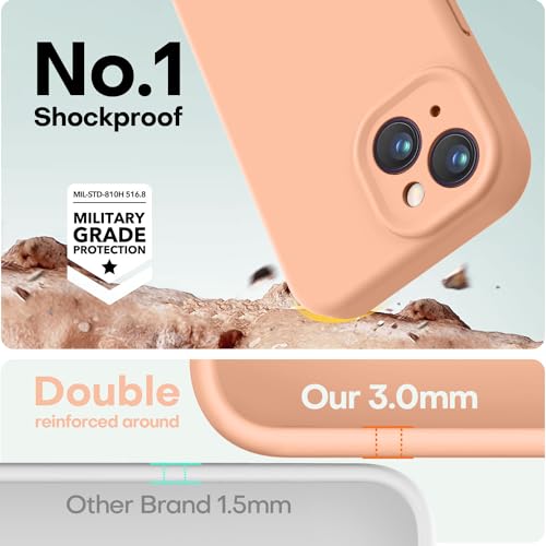Image of LOVE 3000 Compatible with iPhone 15 Case, [Smooth Silicone Full Coverage Camera] [8ft Drop Protection], Soft Microfiber Lining Full Body Protective Case for iPhone 15 6.1 inch - Cantaloupe