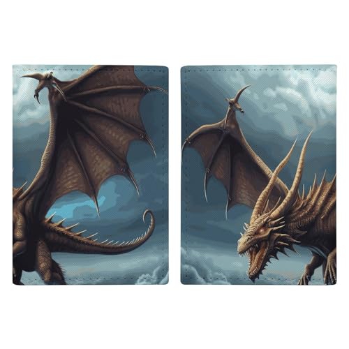 Étui de passeport de voyage en cuir avec motif lanternes et dragon