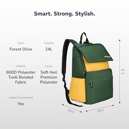 Image of Provogue Plyn 24 litres everyday backpack bag for man with 15.6 inch laptop compartment, stylish contemporary daily use college, office & outdoor backpack bags for women with organiser