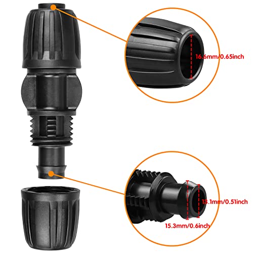 Joypro Drip Irrigation Fittings For 1/2 Inch Tubing (0.60"-0.63" Od), 12 Pieces Barbed Coupling Drip Parts Locked Coupler Connectors, Drip Line Nuts Connectors For 1/2" Drip Irrigation Hose (13Mm Id) #TOP3