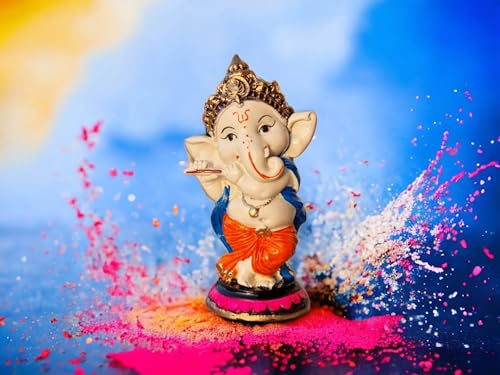 Image of SAUDEEP India Ganesh Idol for Home Ganpati Ganesha Murti for Gift Showpiece for Home Decor Mandir Office Desk Living Room(Model Flute 04)