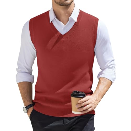 Men Vest Sleeveless 2025 Lightweight Vest Sweater Business Work V Neck Solid Pullover Relaxed Fit Knitted Tops2