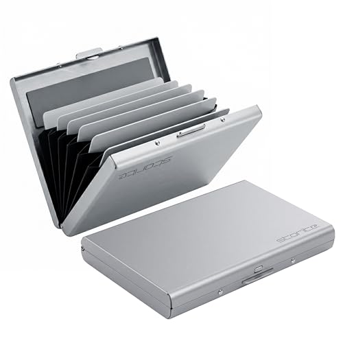 Image of Storite 6 Slots RFID Protected Metal Credit Card Holder Wallet for Men & Women - Matt Grey, 9.6 x 6.6 x 1.3 cm