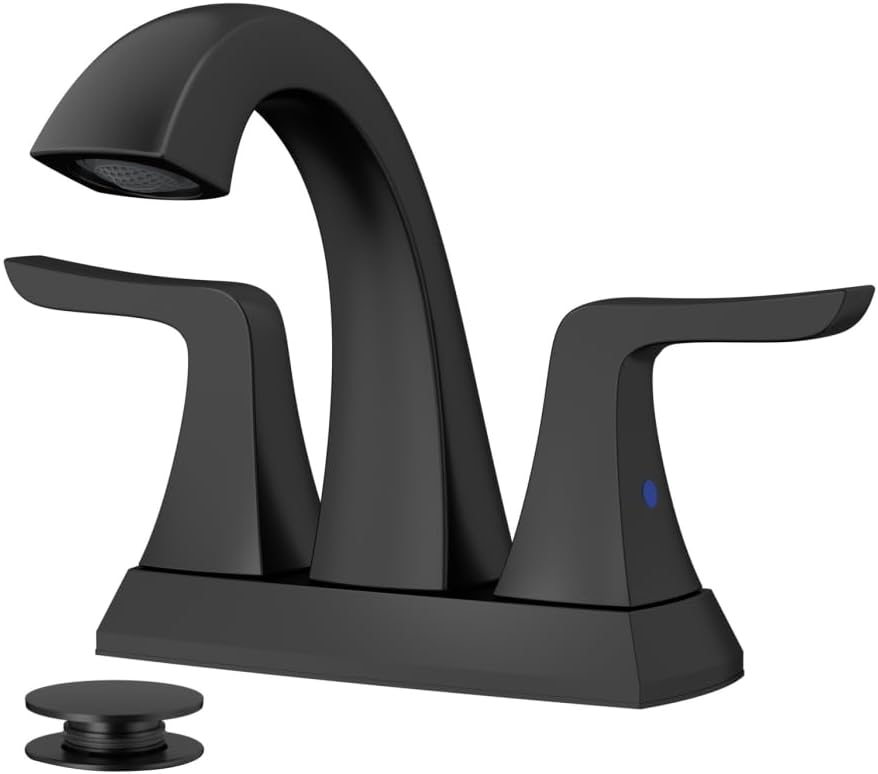 4 INCH Bathroom Sink Faucet for 3 Hole, Facuet for Bathroom Sink Matte Black
