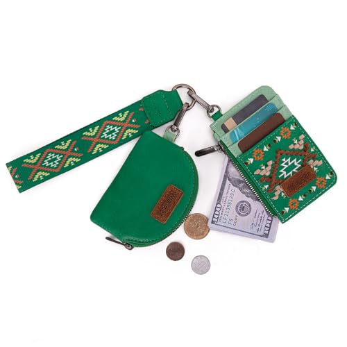 Wrangler Western Keychain Wristlet Wallets for Women Retro Dual Pouch Wristlet Credit Card Holder Wallet with Zipper Pocket WG2214-W0051LGN — view 4