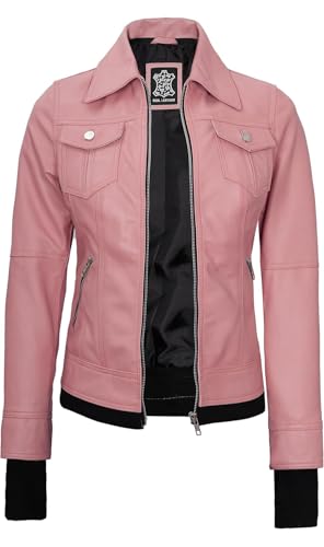 Image of Womens Leather Jacket with Detachable Hood - Real Lambskin Bomber Jacket Thumbholes Women
