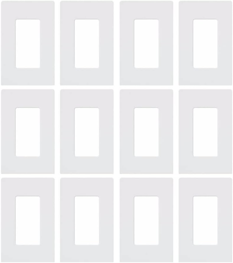 Claro Light Switch Cover Plate, 1 Gang Wallplate, for Decorator Light Switches, Rocker Light Switch Cover, Outlet Cover, Screwless Switch Plate Cover, Gloss, CW-1-WH-12, White, 12 Pack