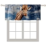 FCZ Valence Curtains for Windows Cute Animal Giraffe Blackout Curtain Rod Pocket Window Treatment Curtains for Kitchen Bathroom Living Room Bedroom Decorative Curtain Toppers and Valances 18x52in