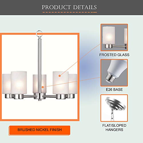 Dining Room Lighting Fixtures Hanging, Chandelier Light Fixture, Kitchen Chandelier, 5 Light Chandelier, Brushed Nickel #TOP4