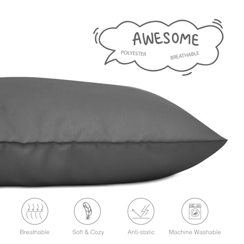 Image of EXQ Home Toddler Pillowcases 13x18 Travel Pillow Case Set of 2, Small Pillow Case Fits Baby Pillow Sized 12x16, 13x18, Kids Pillowcases 2 Pack Machine Washable with Envelope Closure(Black Grey)