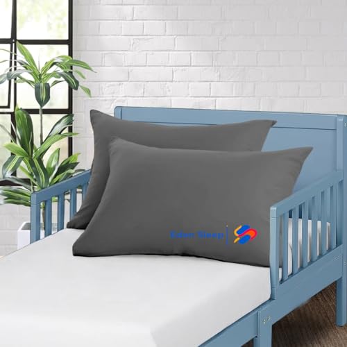Image of Toddler Travel Baby Pillowcases, Pack of 2 Zipper Closure Pillow Cover 100% Cotton Small Pillowcase, 500 Thread Count Nersury Pillowcase for Kids 12x16 inch, Dark Grey