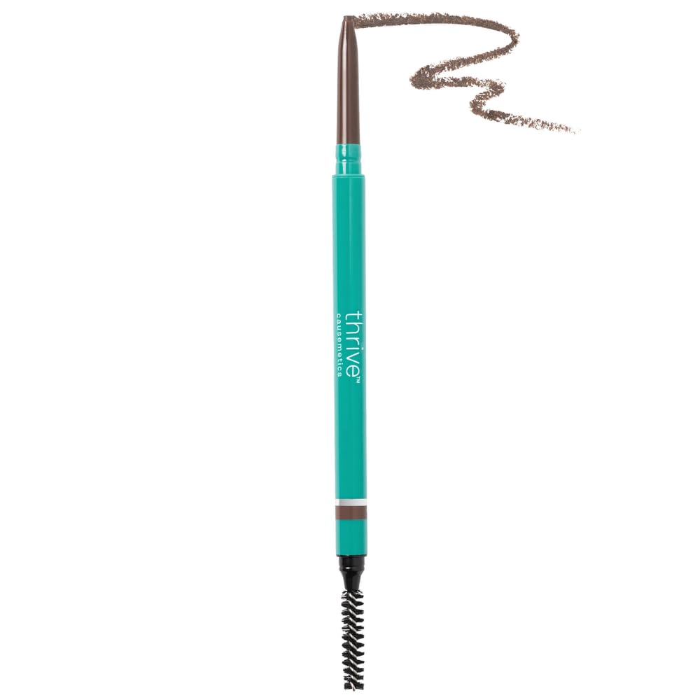 Thrive Causemetics Infinity Waterproof Eyebrow Pencil, Retractable Brow Pencil with Hyaluronic Acid, Shea Butter, Dual Ended Eyebrow Brush Spoolie,