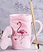 SOLEILER YANG Taza de cerámica con Cuchara y Tapa Tazas de té Taza de Flamenco Creativo Taza de café Tazas y Tazas de café para Regalos